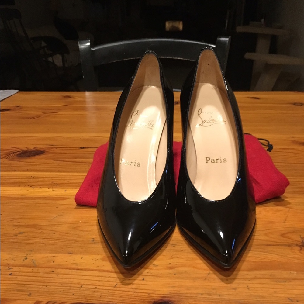 WORN ONCE! Louboutin Patent Pumps, Gold Heel!!!!